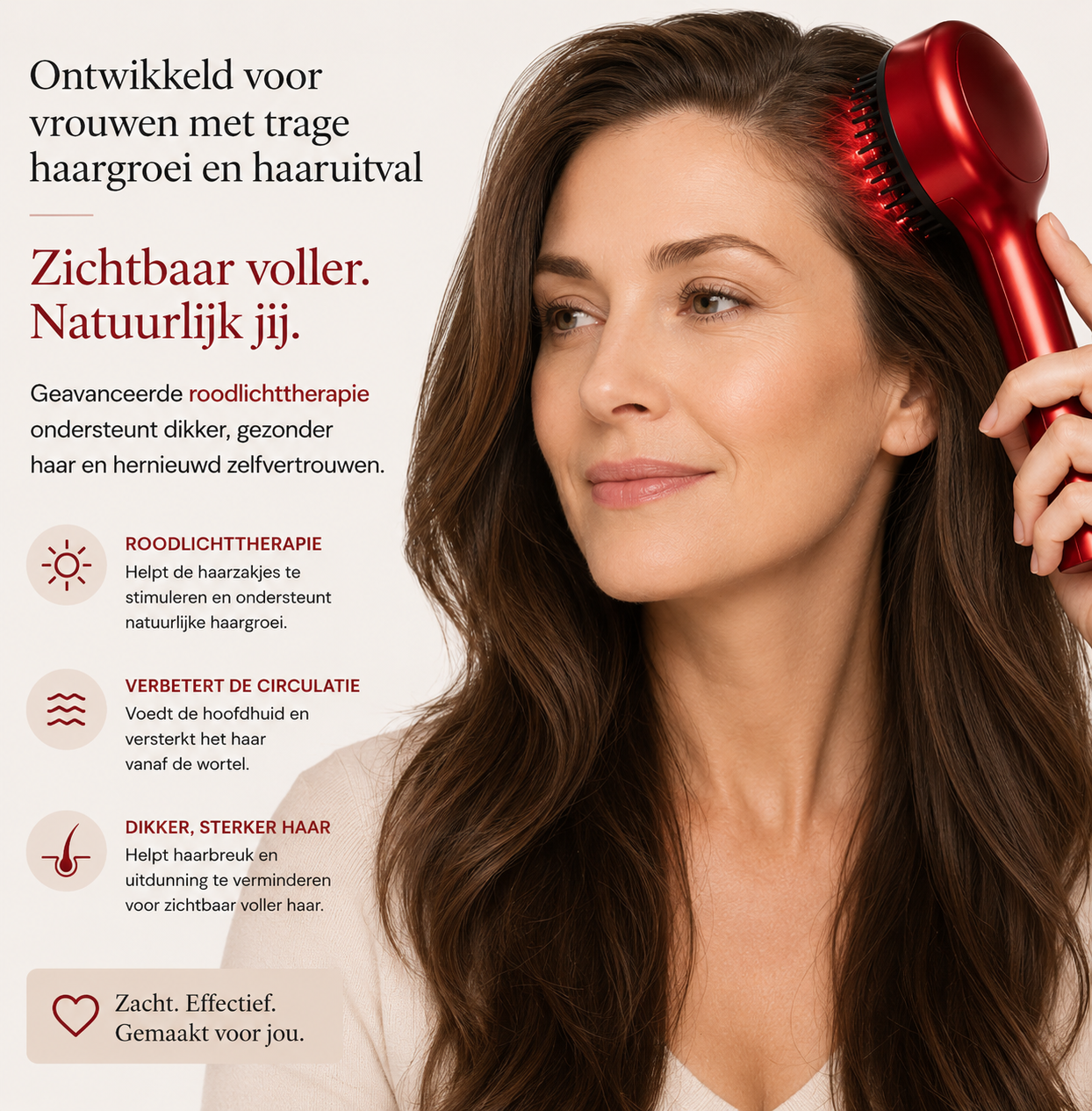 Roodlichttherapie Haarborstel - Krijg Voller Haar Met Slechts 10 Minuten Per Dag
